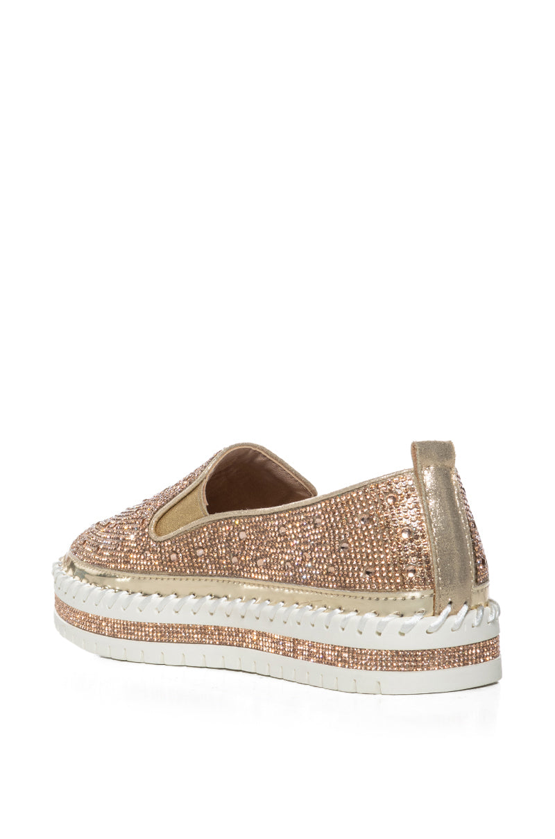 AZALEA WANG BRITTANY ROSE GOLD EMBELLISHED SNEAKER
