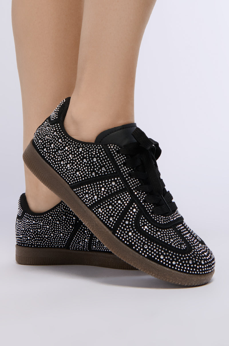 AZALEA WANG BRYAR BLACK EMBELLISHED SNEAKER