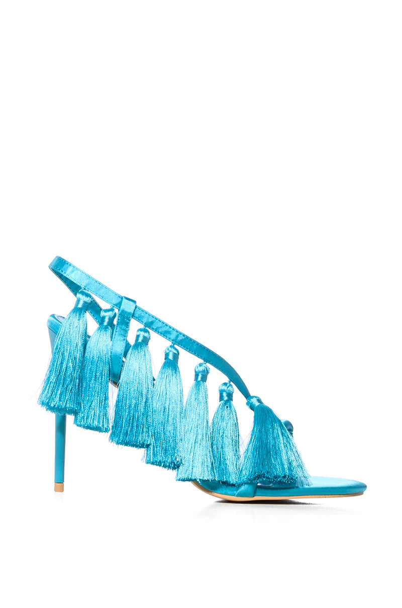 AZALEA WANG CARINA BLUE FRINGE SANDAL