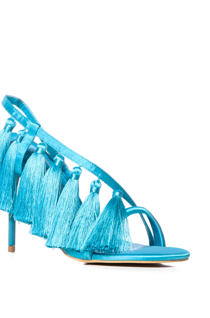AZALEA WANG CARINA BLUE FRINGE SANDAL