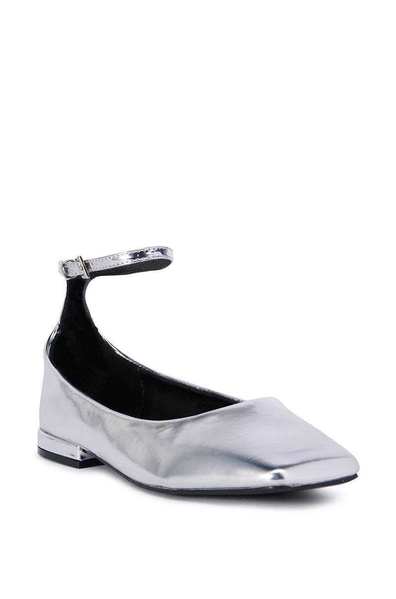 AZALEA WANG CASTIEL SILVER METALLIC BALLET FLAT