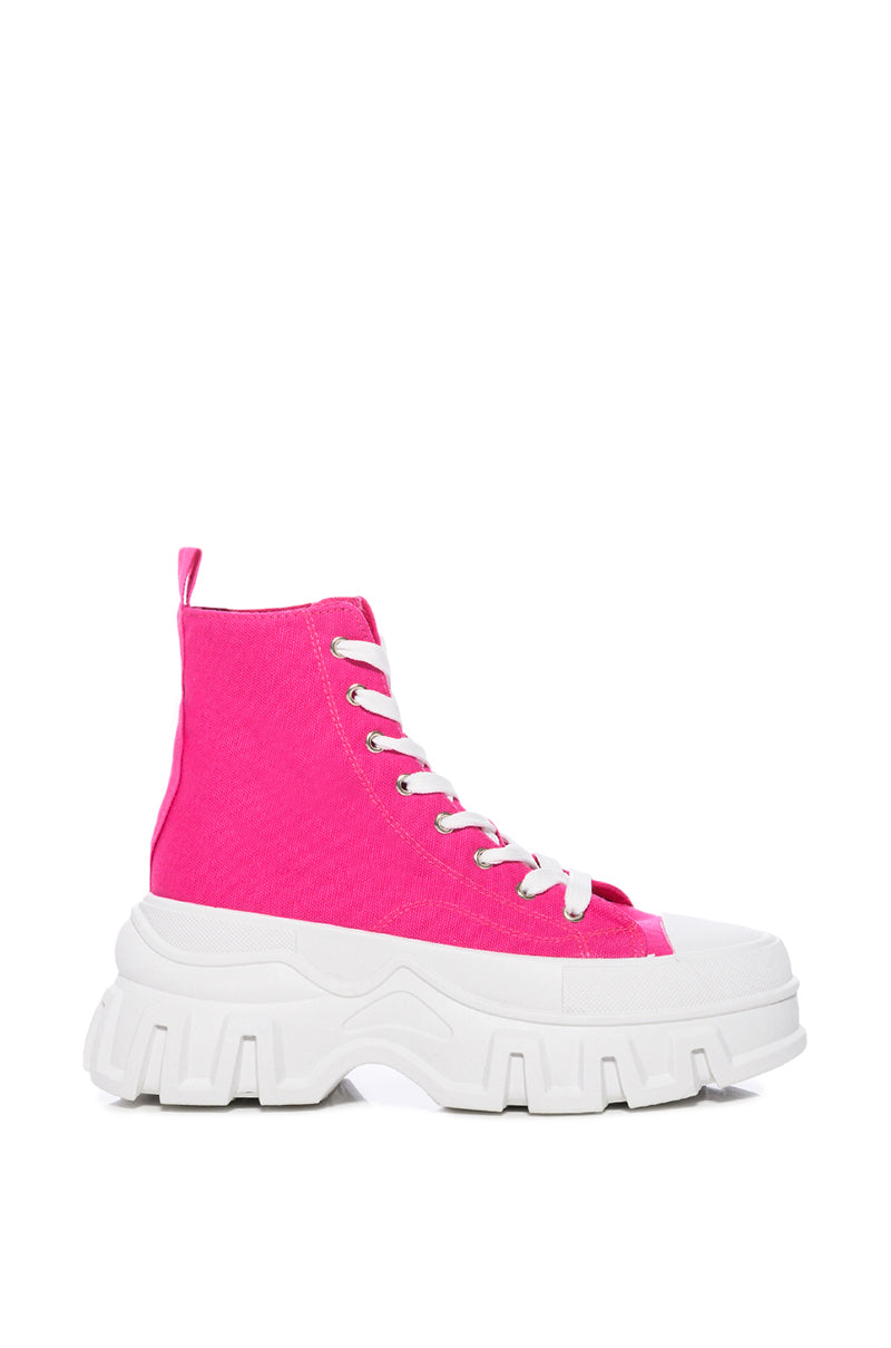 AZALEA WANG CHANEY HIGH TOP SNEAKER IN FUCHSIA