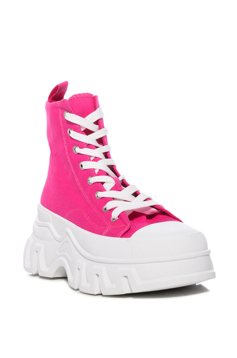 AZALEA WANG CHANEY HIGH TOP SNEAKER IN FUCHSIA