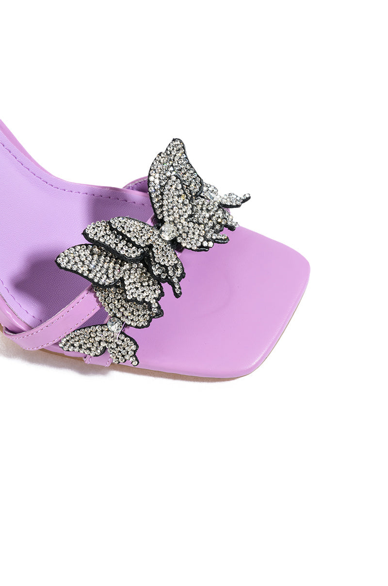 AZALEA WANG CHEER PURPLE BUTTERFLY EMBELLISHED SANDAL
