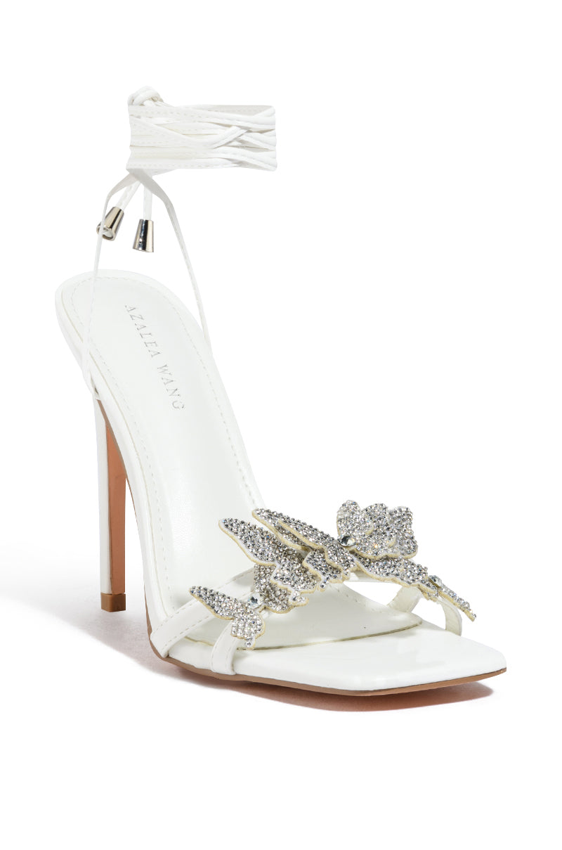 AZALEA WANG CHEER WHITE BUTTERFLY EMBELLISHED SANDAL