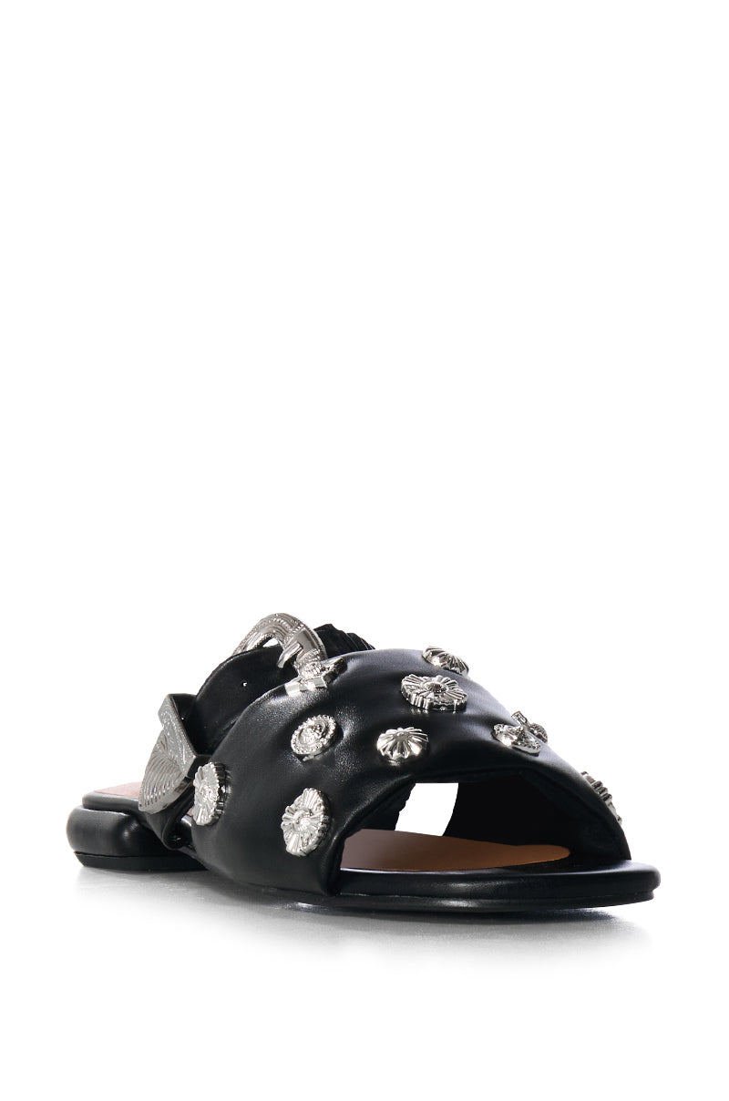 AZALEA WANG CLARABELLE SILVER CHARM SANDAL