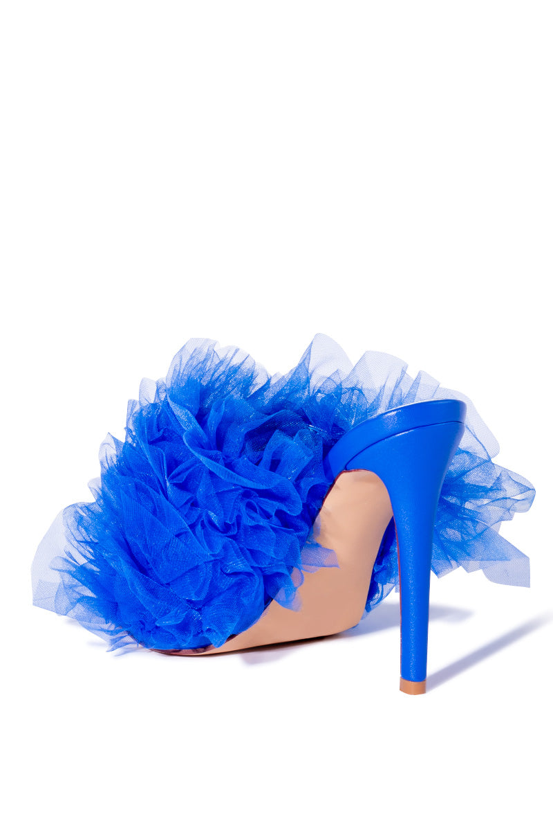AZALEA WANG STILETTO TULLE SANDAL IN BLUE