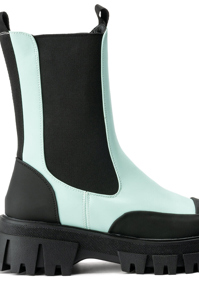 AZALEA WANG GENEVIEVE FLATFORM BOOTIE IN BLUE