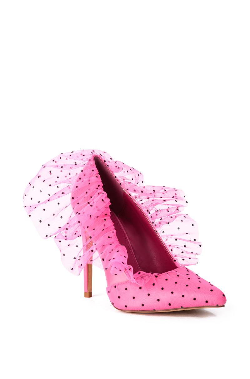 AZALEA WANG DISCREET TULLE POLKA DOT PUMP IN PINK