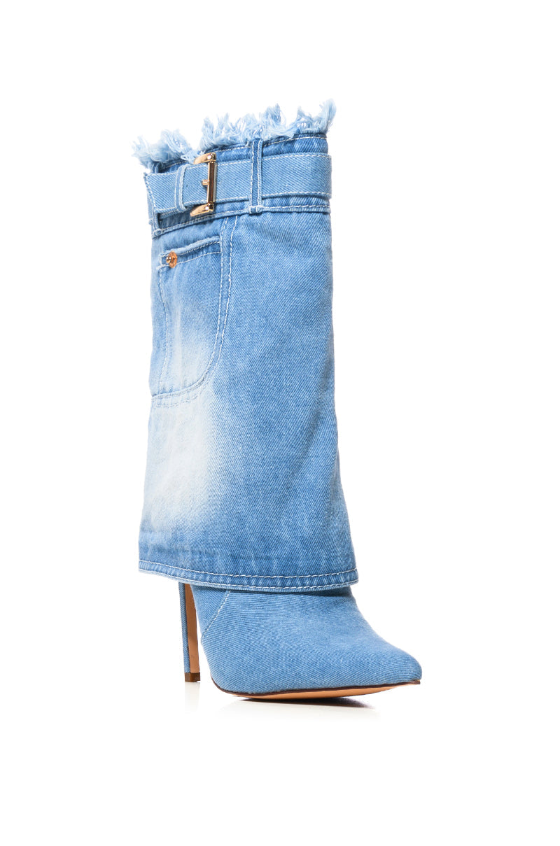 AZALEA WANG KOURT DENIM STILETTO BOOTIE
