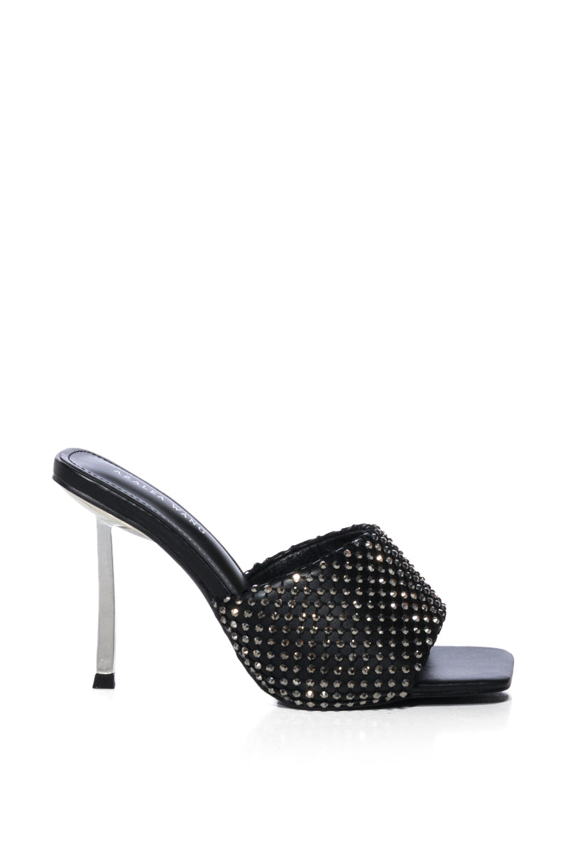 AZALEA WANG EARTHA EMBELLISHED WEB DESIGN SANDAL IN BLACK