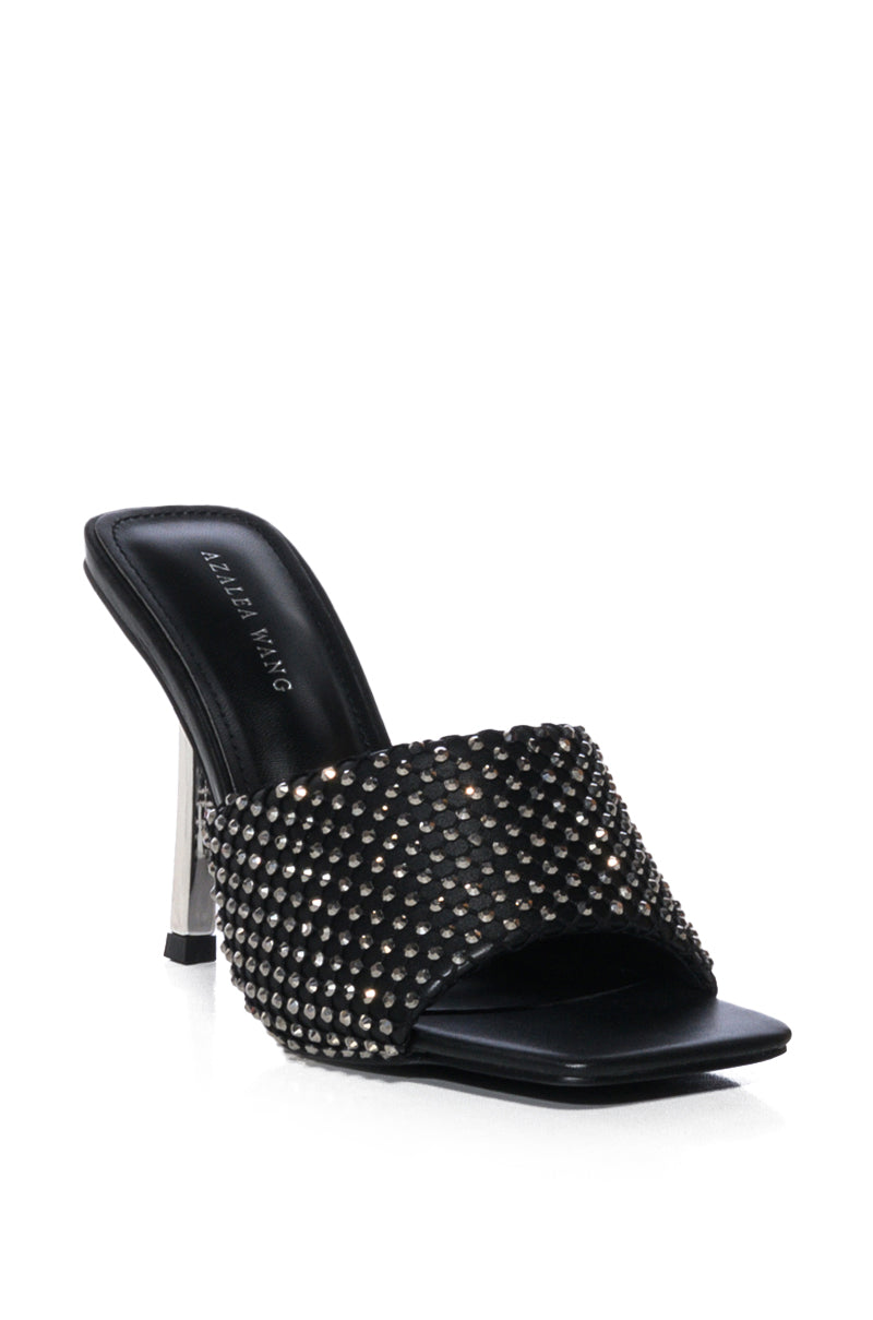 AZALEA WANG EARTHA EMBELLISHED WEB DESIGN SANDAL IN BLACK