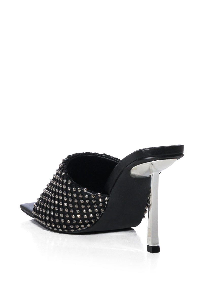 AZALEA WANG EARTHA EMBELLISHED WEB DESIGN SANDAL IN BLACK