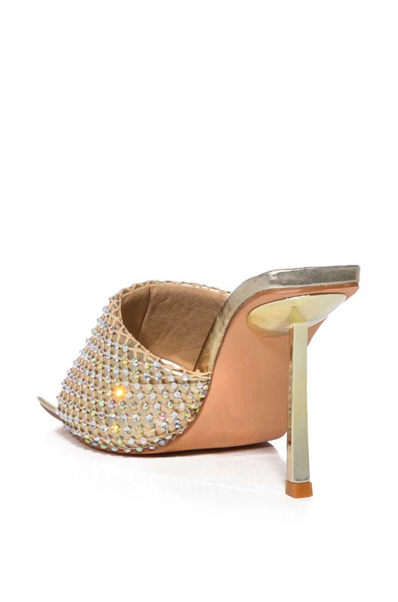 AZALEA WANG EARTHA EMBELLISHED WEB DESIGN SANDAL IN GOLD