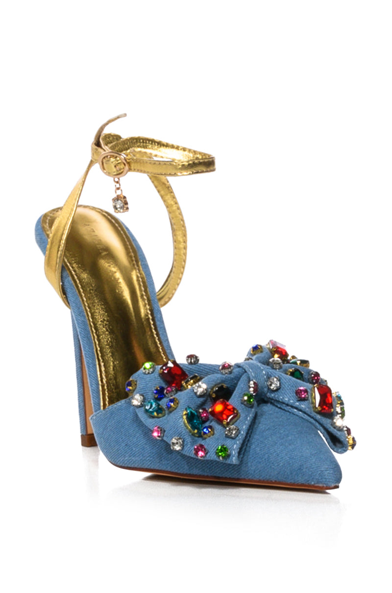 AZALEA WANG ELIZA EMBELLISHED PUMP IN DENIM