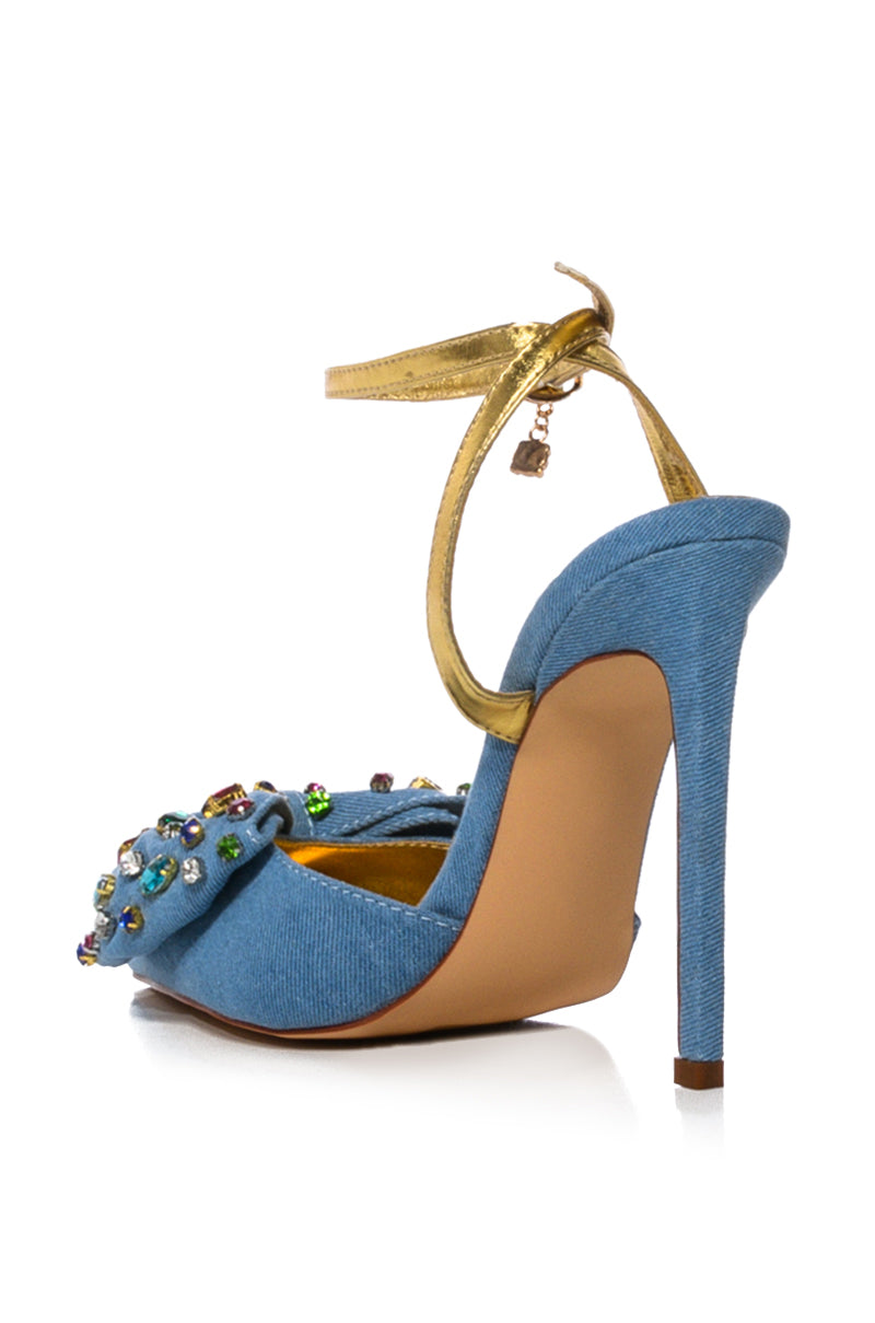 AZALEA WANG ELIZA EMBELLISHED PUMP IN DENIM