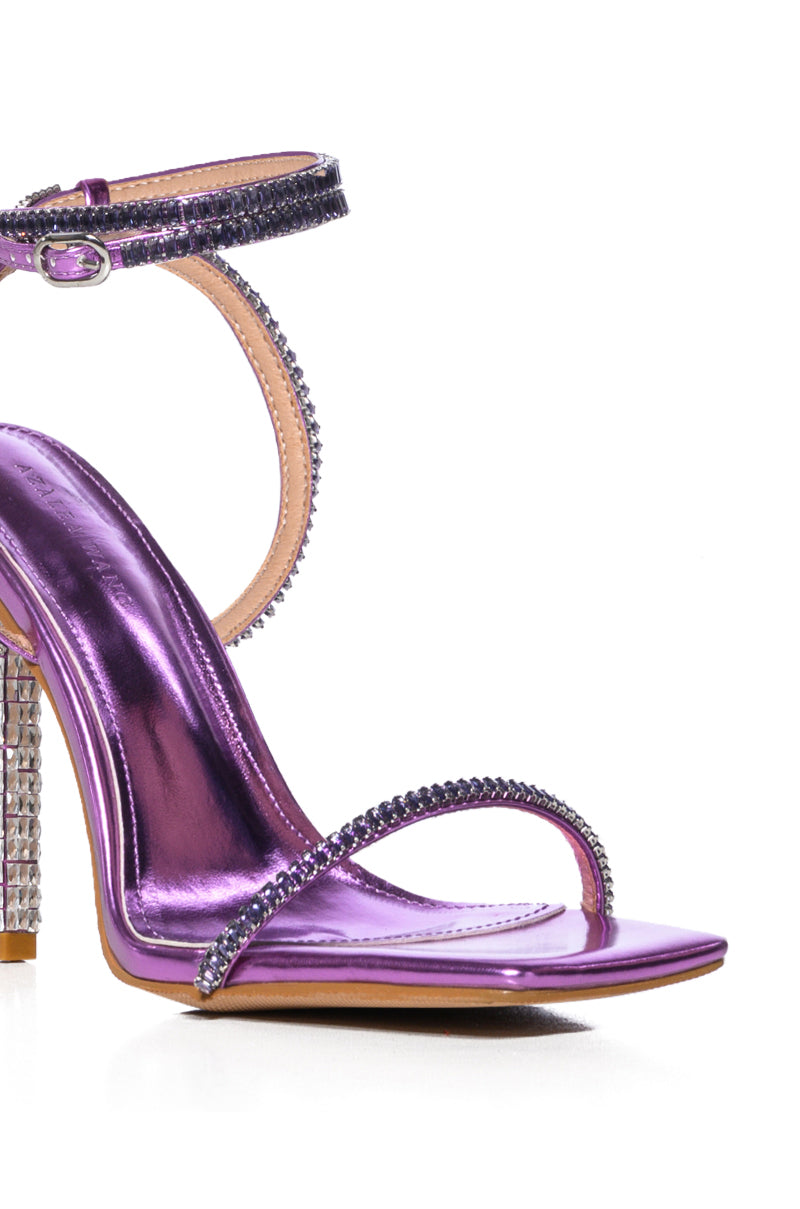 AZALEA WANG ELVEN PURPLE DIAMOND HEEL SANDAL