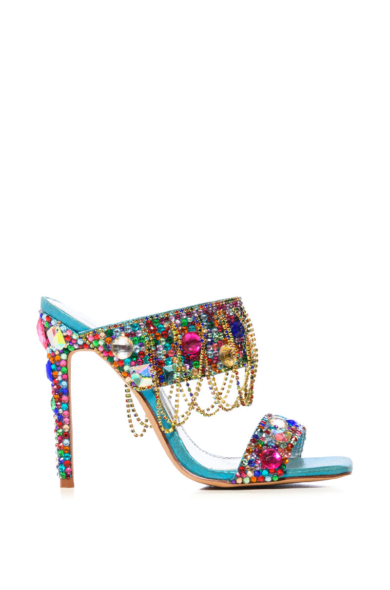 AZALEA WANG ENVIE MULTI GEMSTONE JEWEL DRAPE SANDAL