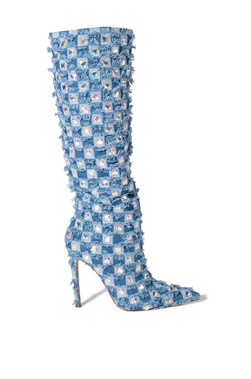 AZALEA WANG EVE DISTRESSED DENIM BOOT