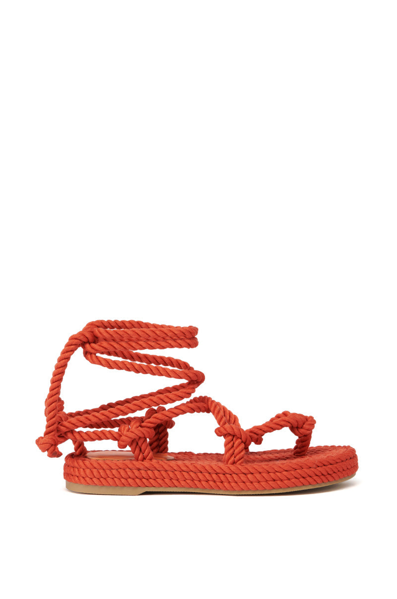 AZALEA WANG EVETTE ORANGE WOVEN SANDAL