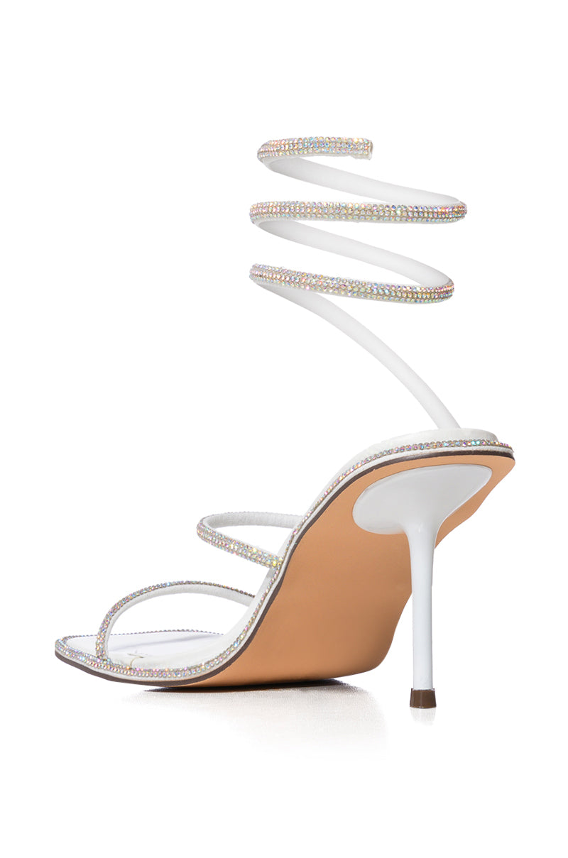 AZALEA WANG FIBI WHITE WITH DIAMOND COIL STILETTO SANDAL