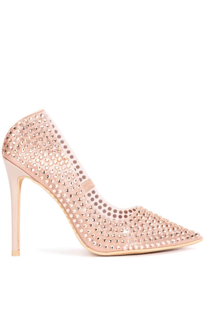 AZALEA WANG ADDY EMBELLISHED PVC PUMP IN NUDE