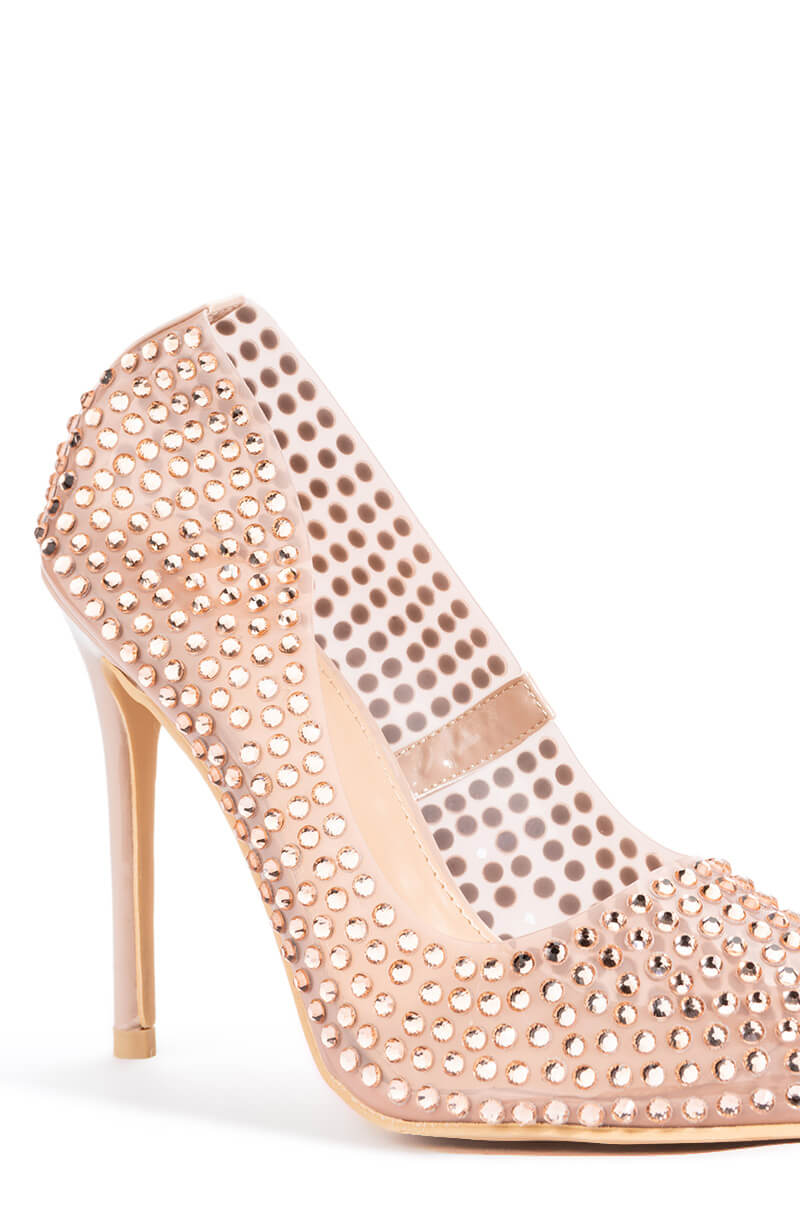 AZALEA WANG ADDY EMBELLISHED PVC PUMP IN NUDE
