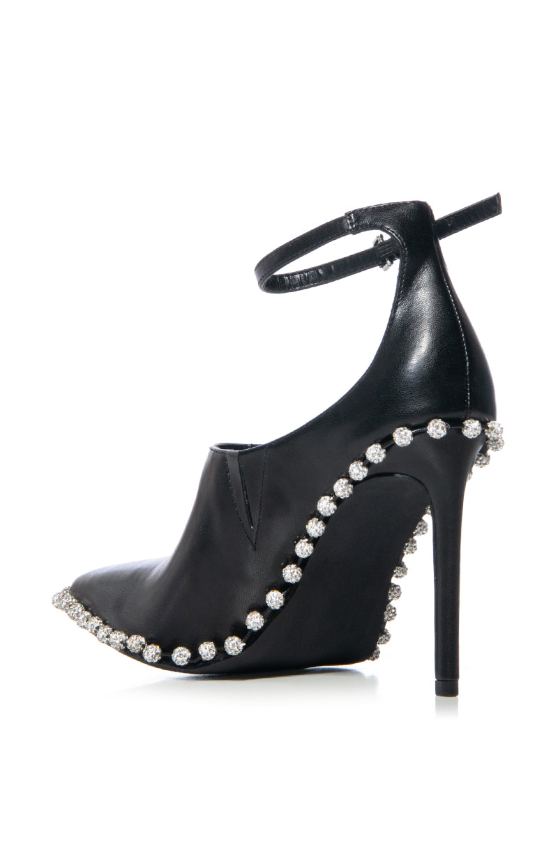 AZALEA WANG FOSSA EMBELLISHED STRAP PUMP IN BLACK