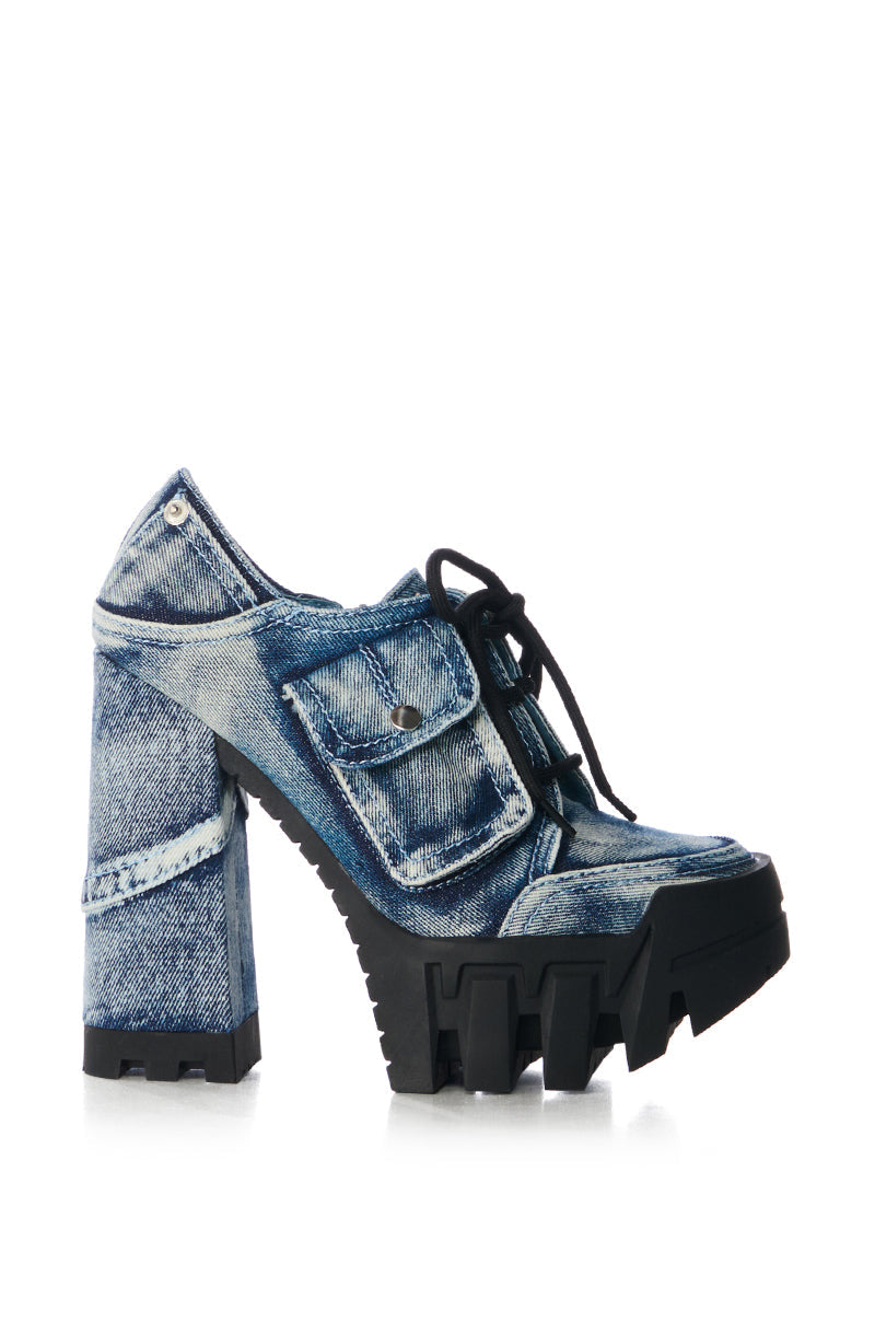 AZALEA WANG GALIDO DENIM CHUNKY PUMP