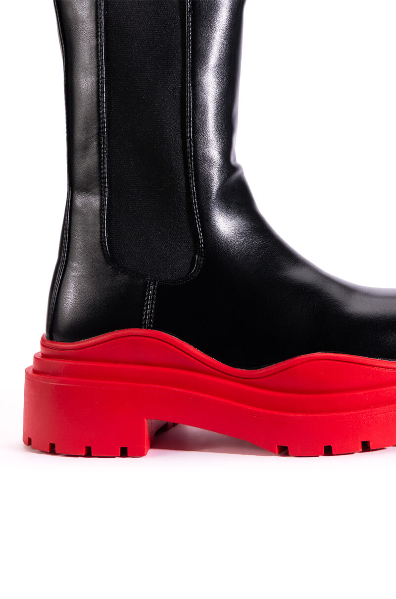 AZALEA WANG GHOSTED FLATFORM CHELSEA BOOT IN RED