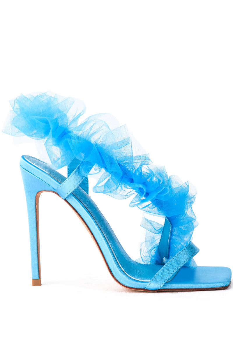 AZALEA WANG GRAPEFRUIT TULLE STILETTO SANDAL IN BLUE
