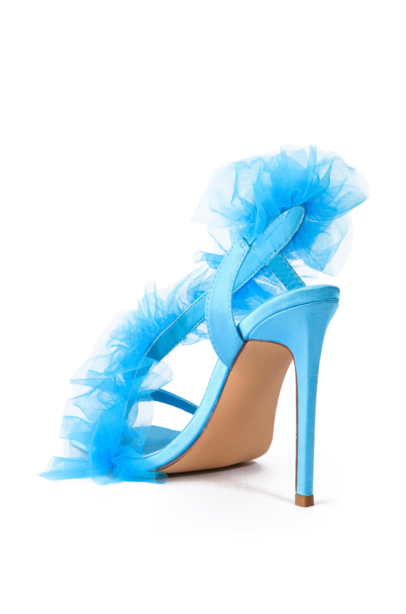 AZALEA WANG GRAPEFRUIT TULLE STILETTO SANDAL IN BLUE