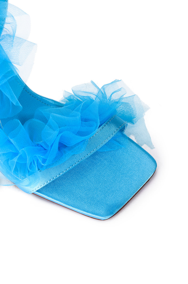 AZALEA WANG GRAPEFRUIT TULLE STILETTO SANDAL IN BLUE