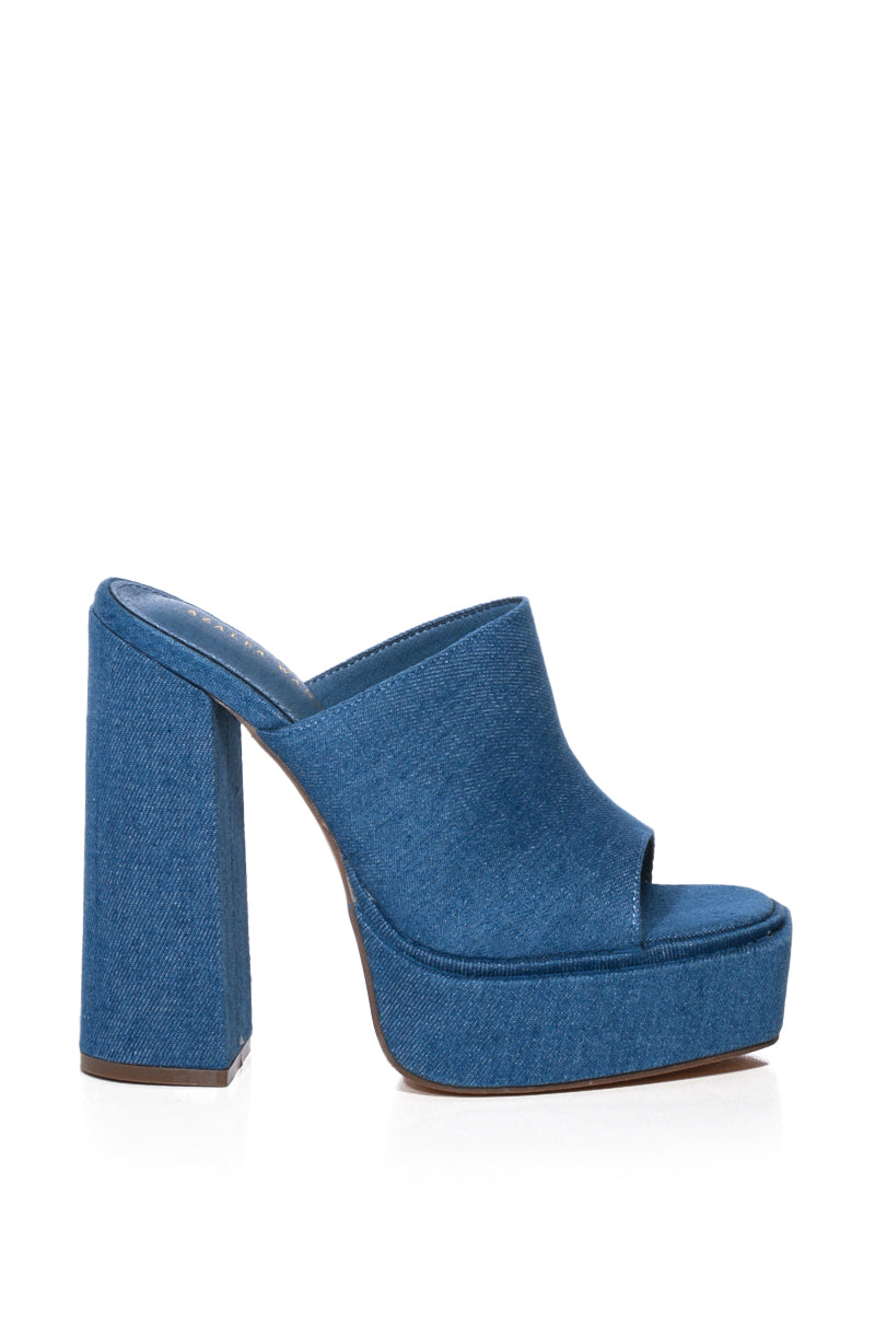 AZALEA WANG NISHA DENIM CHUNKY SLIP ON SANDAL