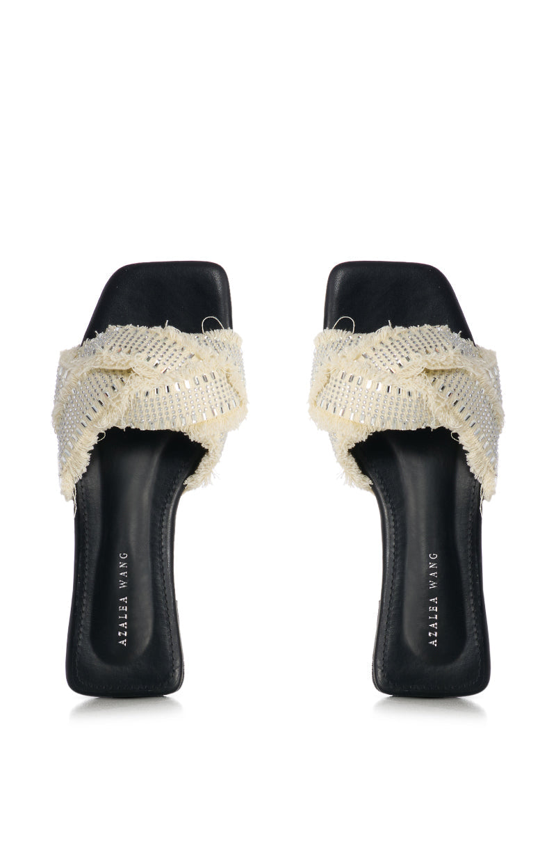 AZALEA WANG HAWKINS CROSS FRONT FLAT RHINESTONE SANDAL