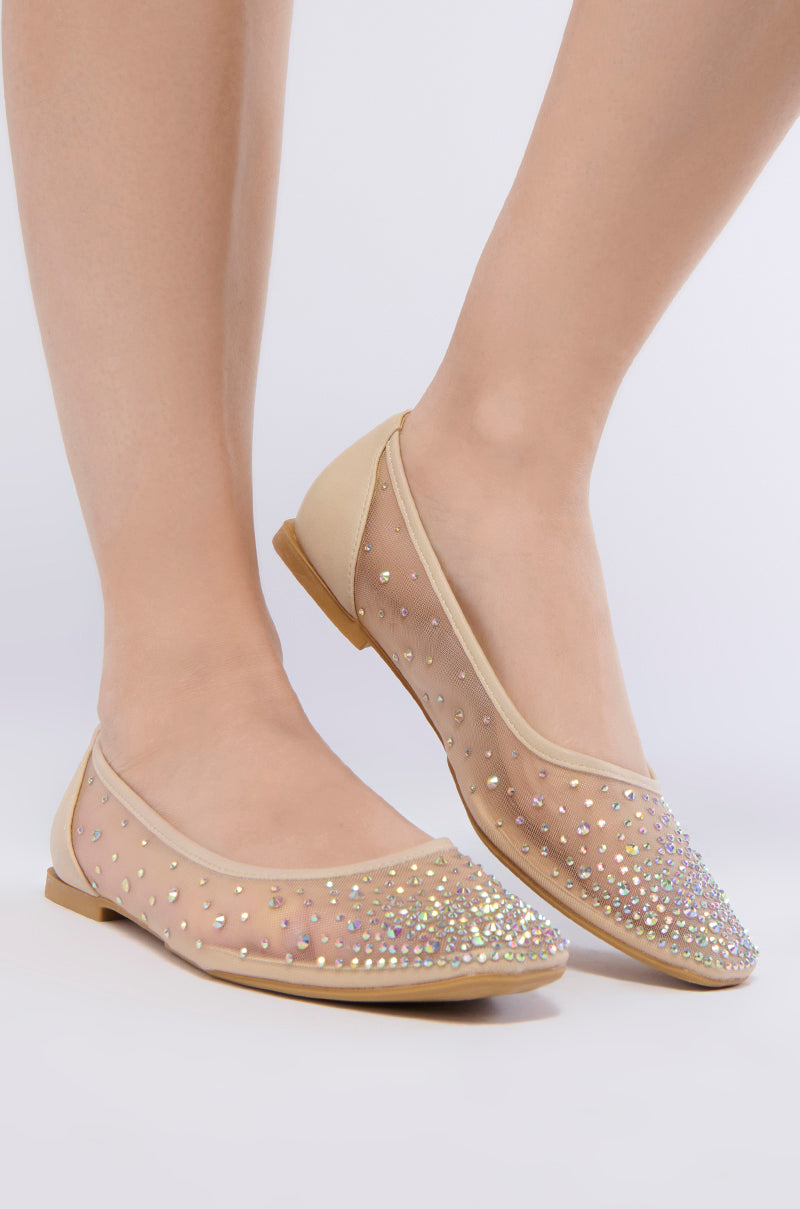 AZALEA WANG HENLEE NUDE RHINESTONE FLAT