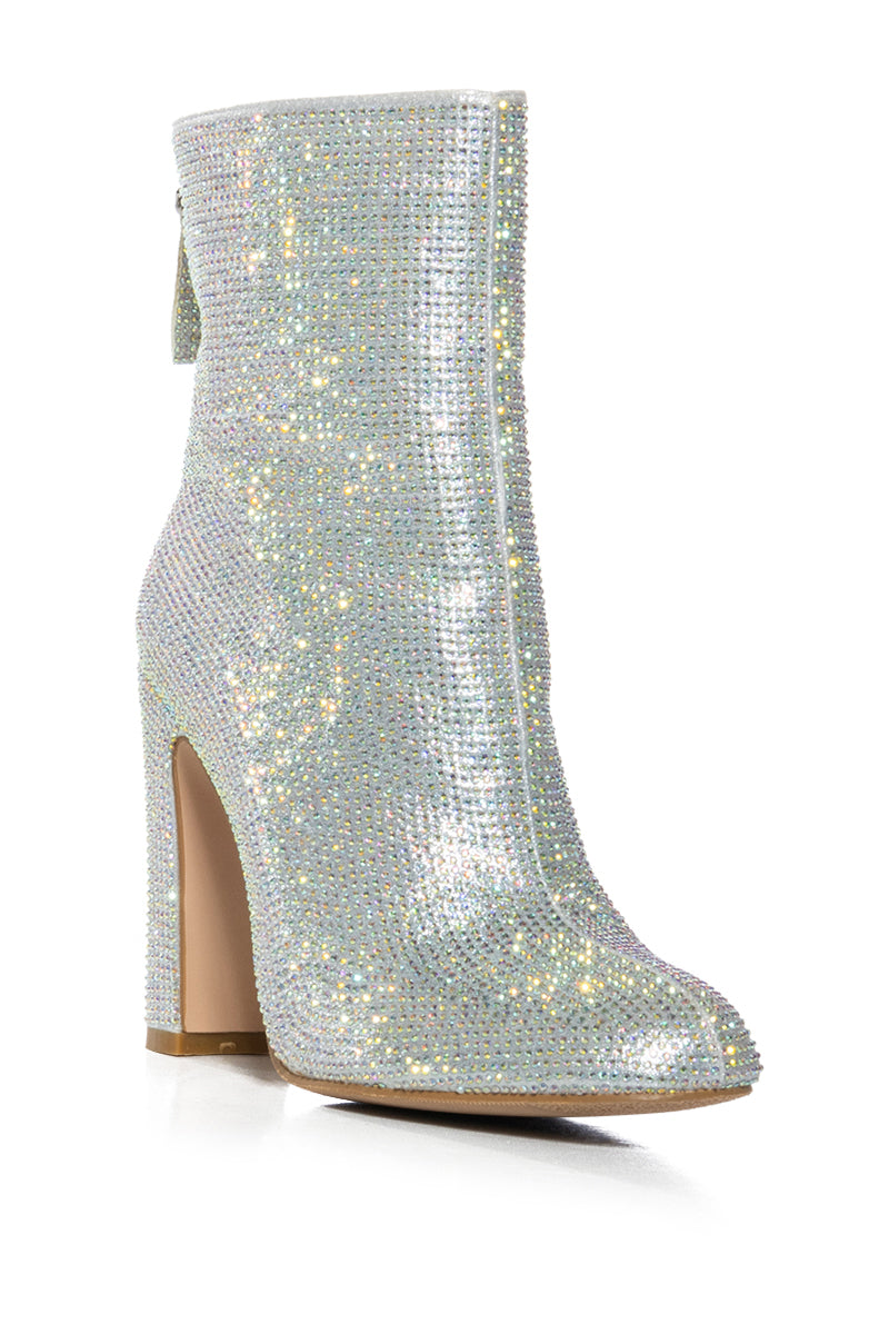 AZALEA WANG HONEY BUNCH SILVER EMBELLISHED BOOTIE