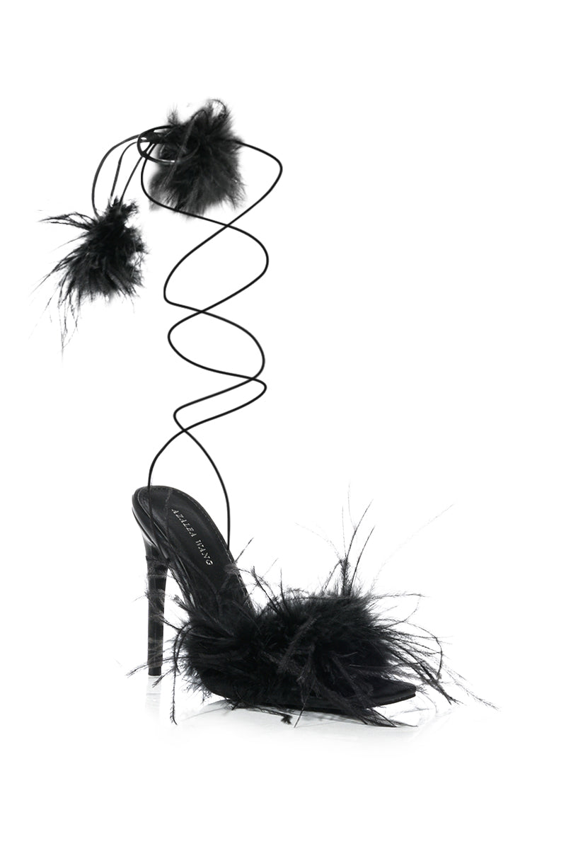 AZALEA WANG PENN FEATHER SANDAL IN BLACK