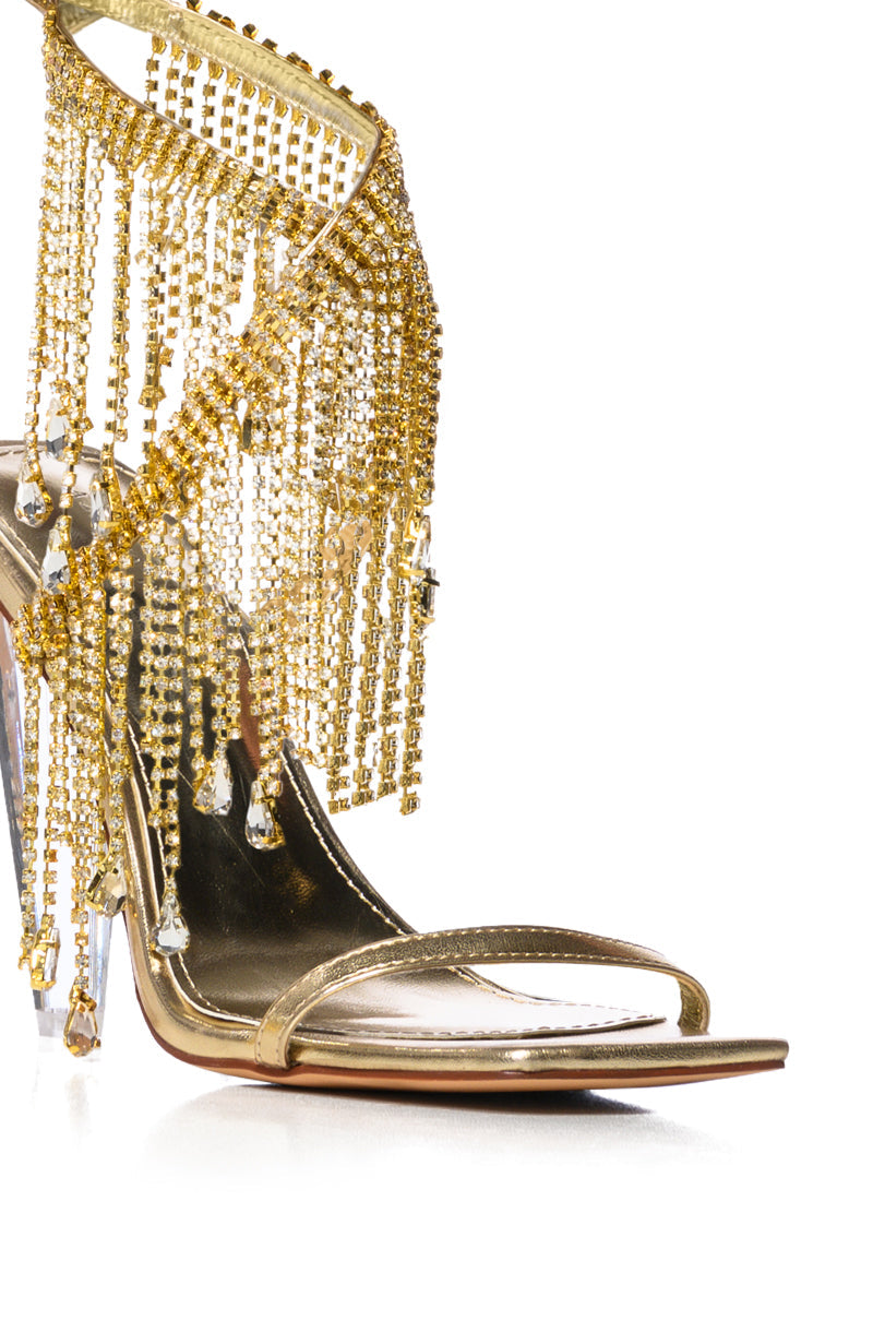 AZALEA WANG CHARMAINE GOLD DIAMOND DRAPE SANDAL