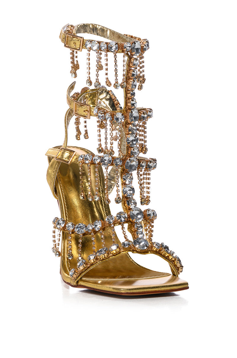 AZALEA WANG JORDYN GOLD DRIPPING DIAMONDS SANDAL