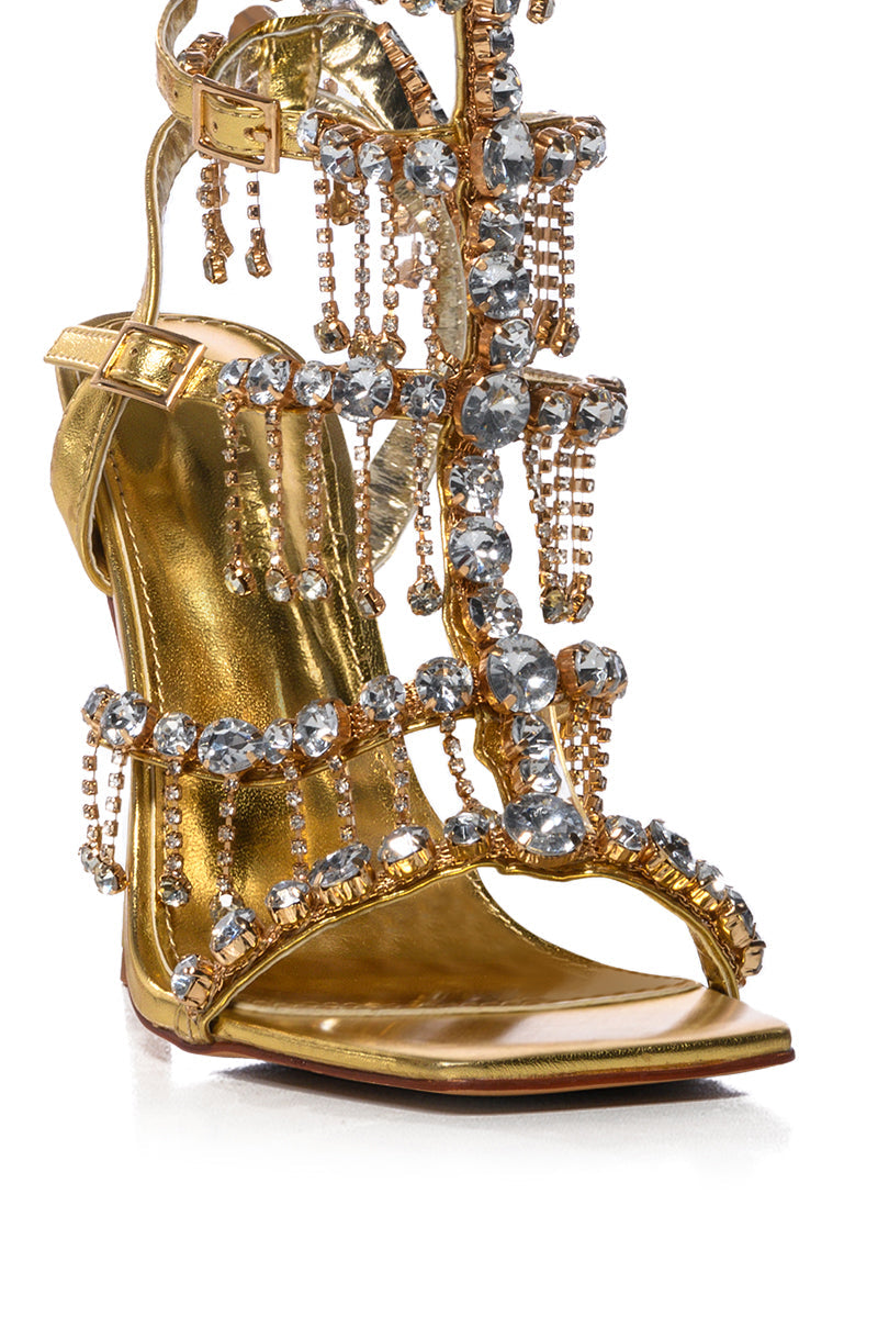 AZALEA WANG JORDYN GOLD DRIPPING DIAMONDS SANDAL