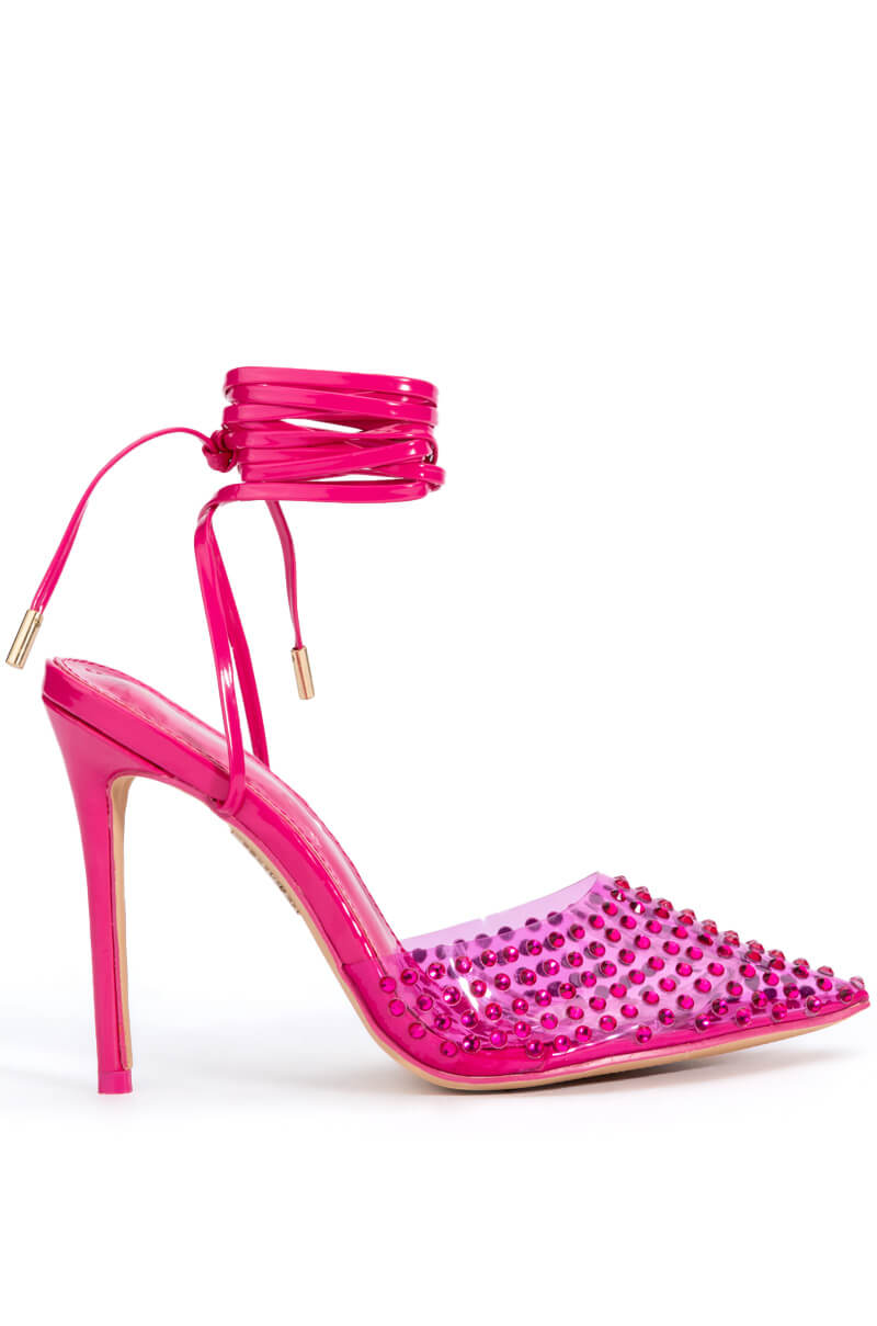 AZALEA WANG JUICY STILETTO PUMP WITH BLING IN FUCHSIA