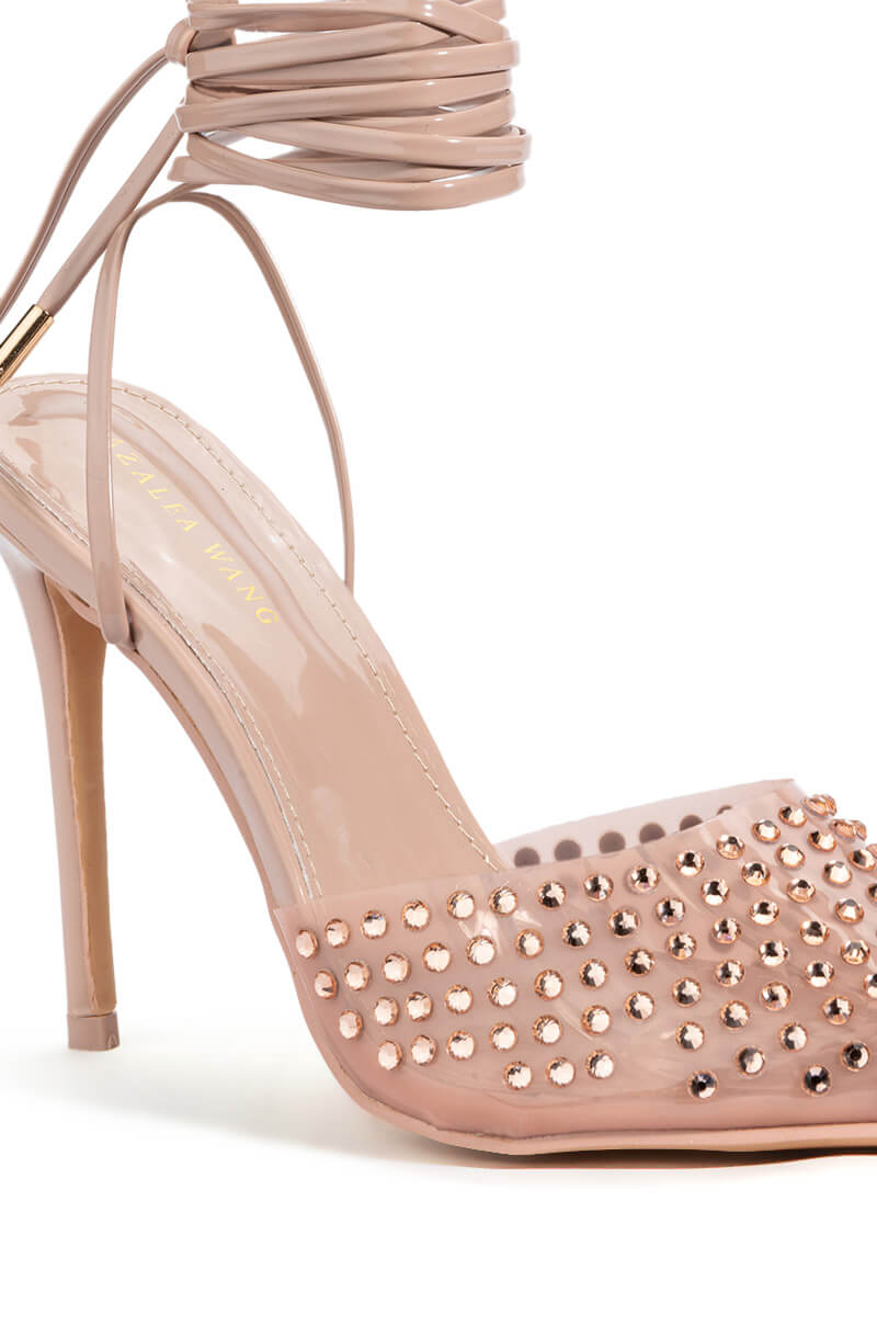 AZALEA WANG JUICY STILETTO PUMP WITH BLING IN NUDE