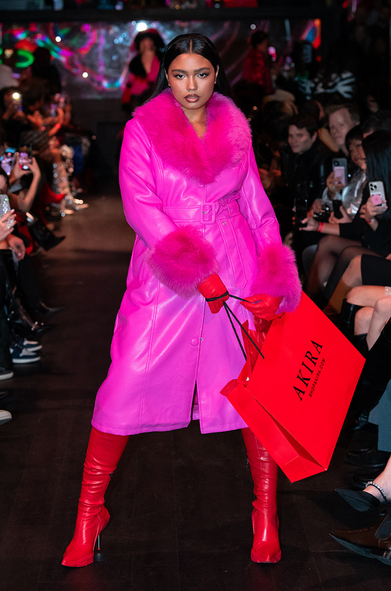 AZALEA WANG KAYA PU TRENCH WITH FUR LINING