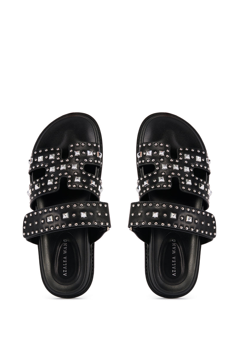 AZALEA WANG KEPLER BLACK EMBELLISHED SLIP ON SANDAL