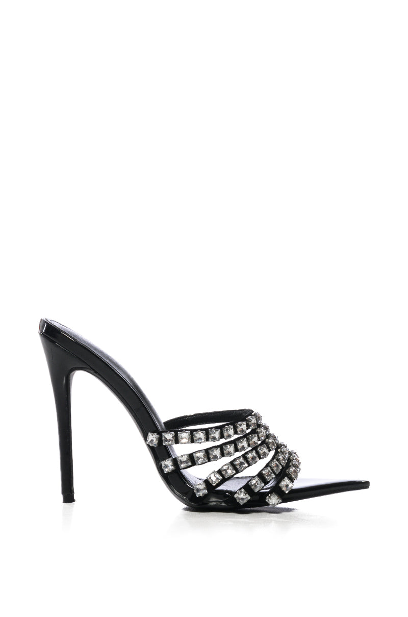 AZALEA WANG KINDRA CRYSTAL STILETTO SANDAL IN BLACK