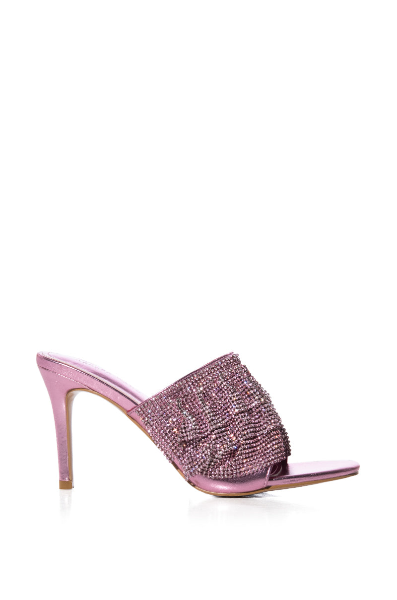 AZALEA WANG LAUDED RHINESTONE STILETTO SANDAL IN PINK