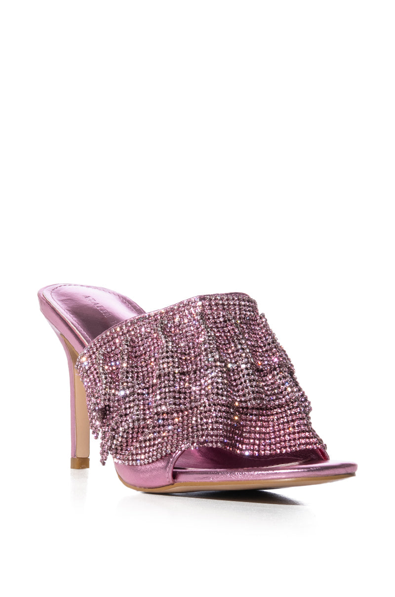 AZALEA WANG LAUDED RHINESTONE STILETTO SANDAL IN PINK
