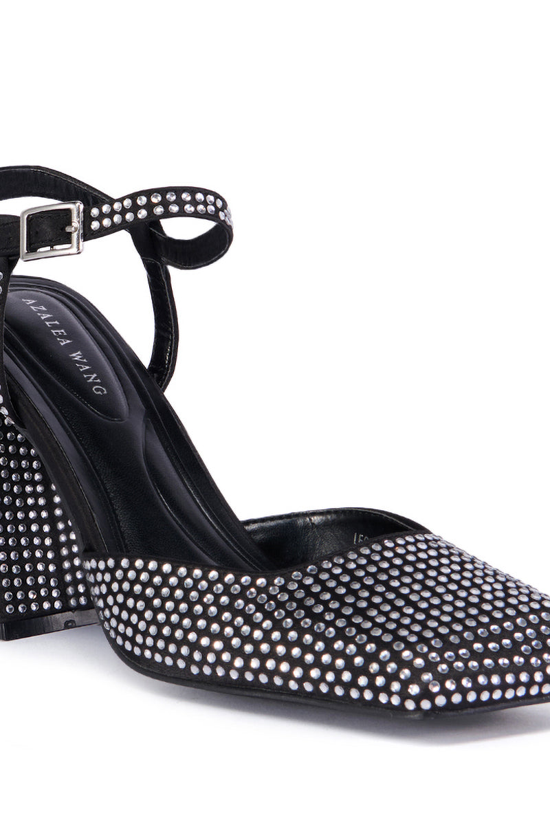 AZALEA WANG LEONTINA SILVER RHINESTONE PUMP