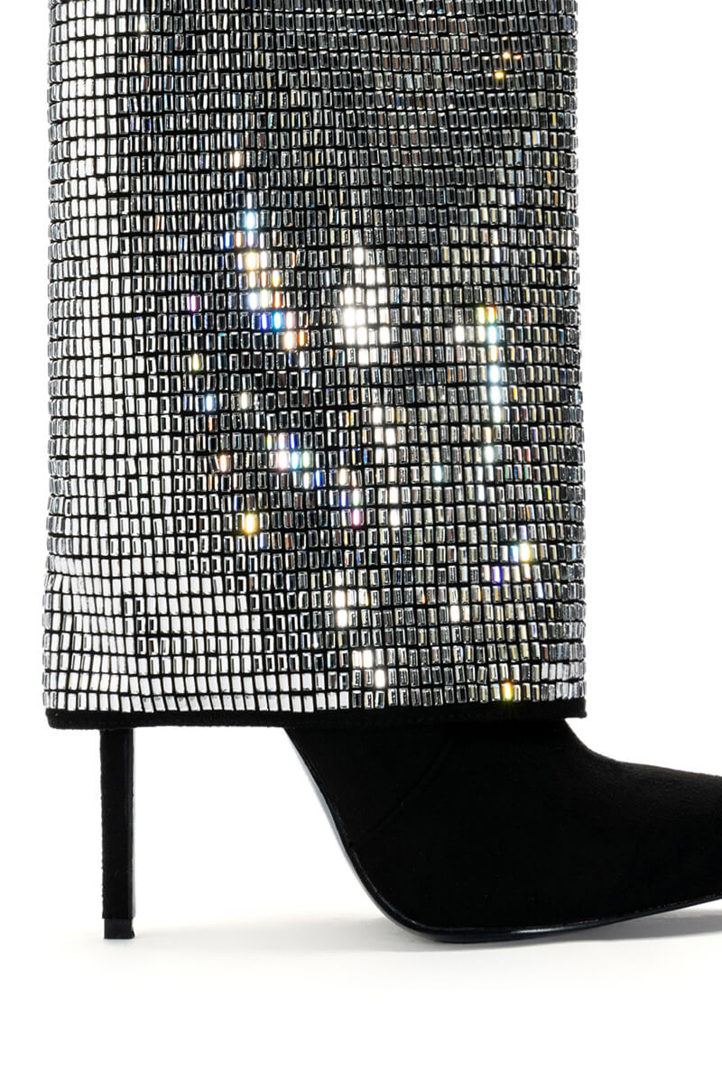 AZALEA WANG MILLONA EMBELLISHED BOOTIE IN SILVER